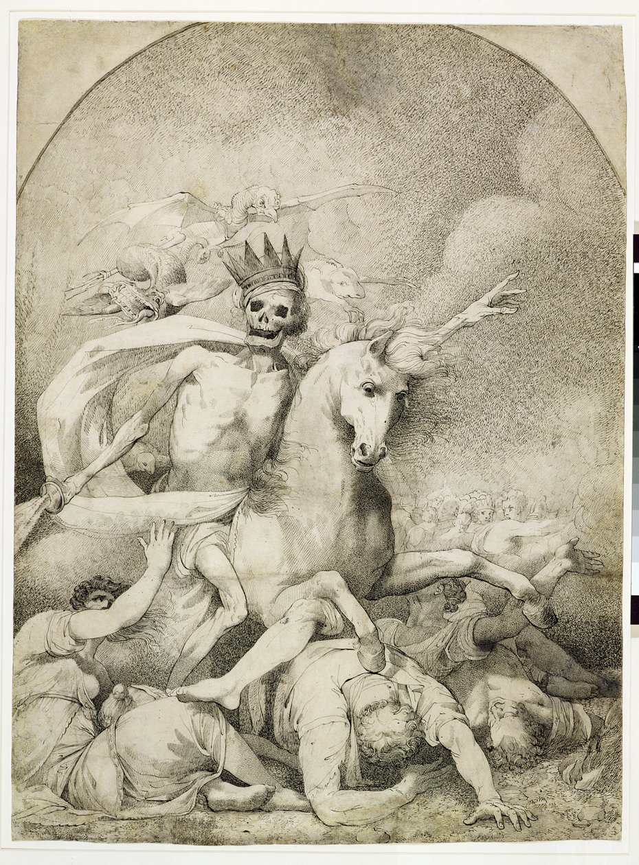 पेल हॉर्स पर मृत्यु, c.1775 (पेन पेपर पर कलम और काली स्याही) द्वारा जॉन हैमिल्टन मोर्टिमर