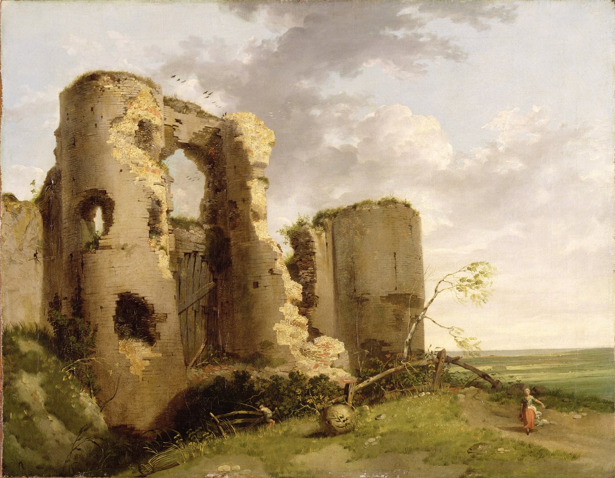 Pevensey Castle, Sussex, c.1774 के पश्चिम गेट का दृश्य (कैनवास पर तेल) द्वारा जॉन हैमिल्टन मोर्टिमर