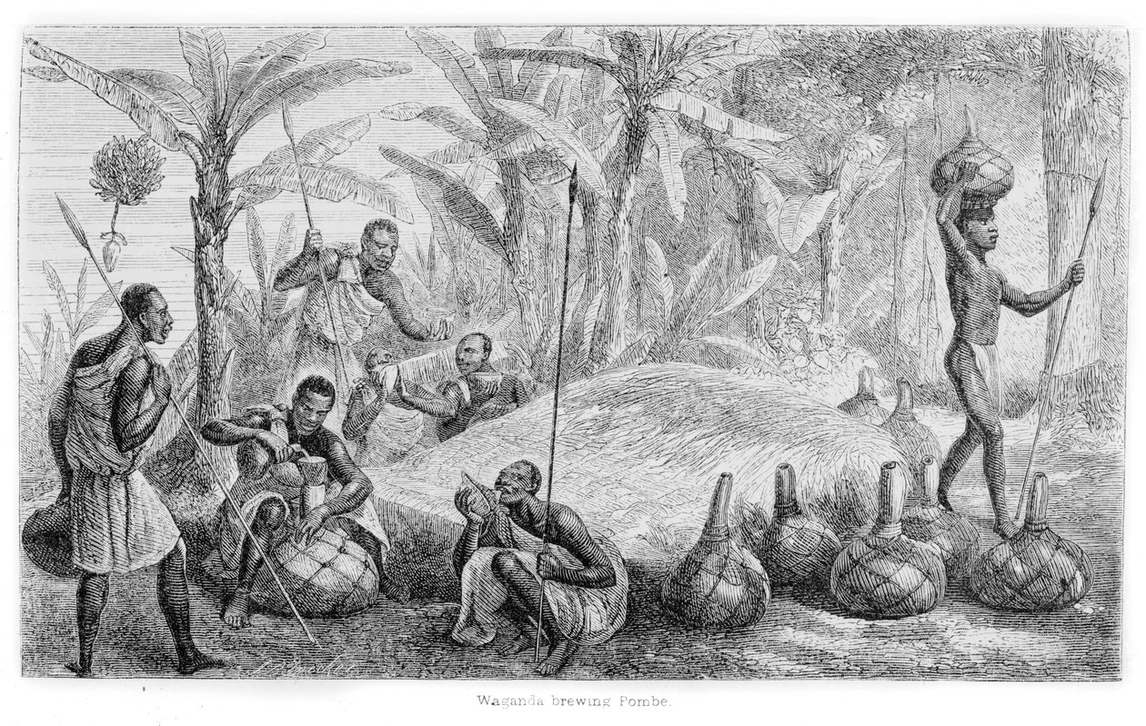 1864 में &39;नाइल ऑफ द सोर्स ऑफ द नील के स्रोत की खोज&39; जर्नल से वागंडा ने पोम्बे को पीसा द्वारा जॉन हैनिंग स्पेक