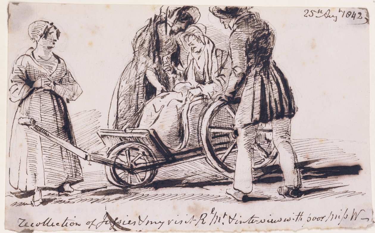 डोरोथी वर्ड्सवर्थ (1771-1855) व्हीलचेयर में, 1842 (कागज पर स्याही) द्वारा जॉन हार्डन