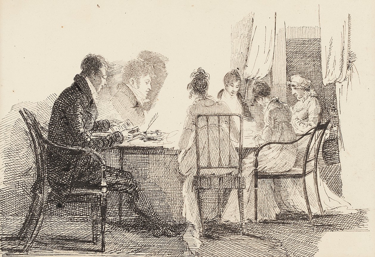 बैठे आंकड़ों के साथ आंतरिक, 1804-05 द्वारा जॉन हार्डन