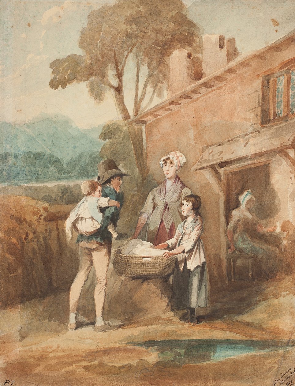 कपड़े धोने, 1809 (कागज पर wc) द्वारा जॉन हार्डन