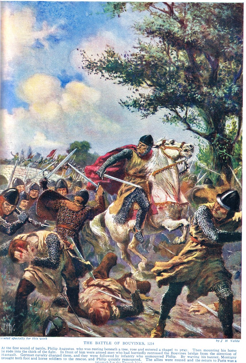 1214 के युद्ध की लड़ाई, &39;हचिन्सन हिस्ट्री ऑफ द नेशंस&39; का चित्रण द्वारा जॉन हैरिस वाल्डा