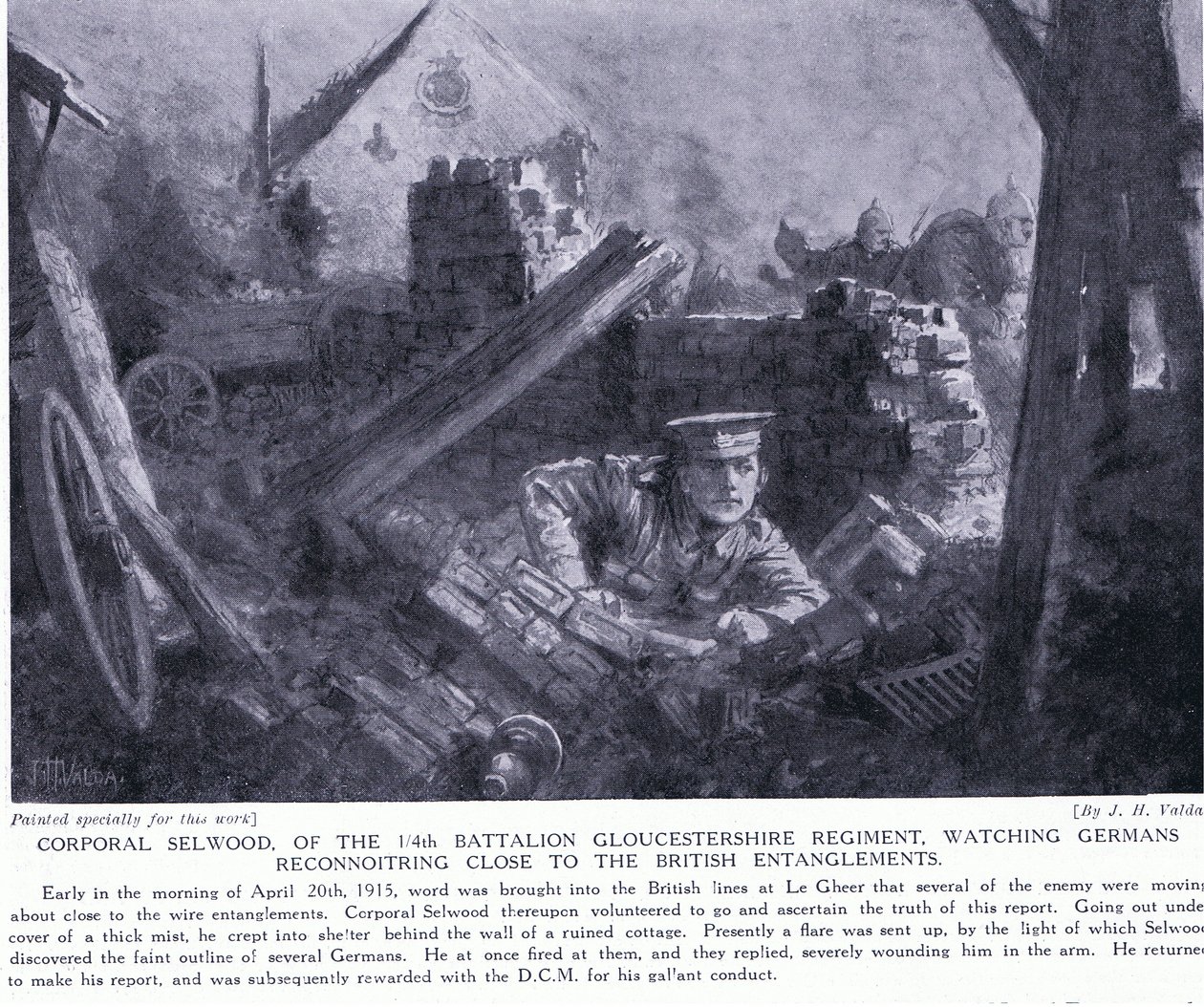 कॉरपोरल सेलवुड ने अप्रैल 1915 में ली घेर में ब्रिटिश लोगों के करीबियों को फिर से संगठित करने के लिए डीसीएम जीता द्वारा जॉन हैरिस वाल्डा