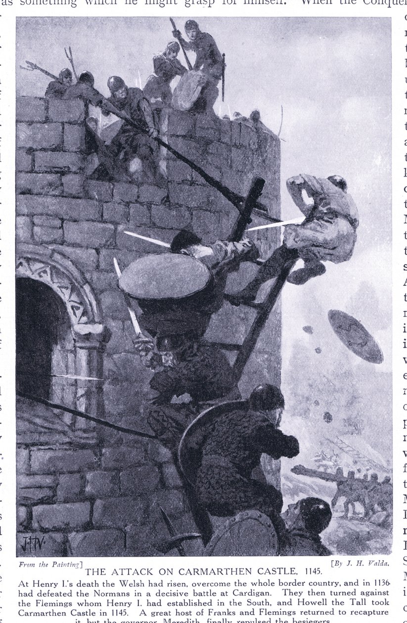 कारमारथेन कैसल AD1136, 1920 का हमला द्वारा जॉन हैरिस वाल्डा