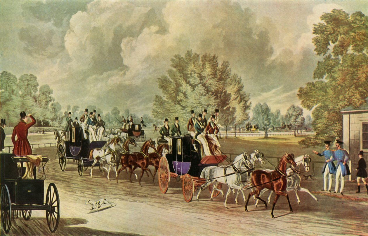 फोर-इन-हैंड क्लब, हाइड पार्क, लंदन की एक बैठक, c1838, 1947। द्वारा जॉन हैरिस द यंगर