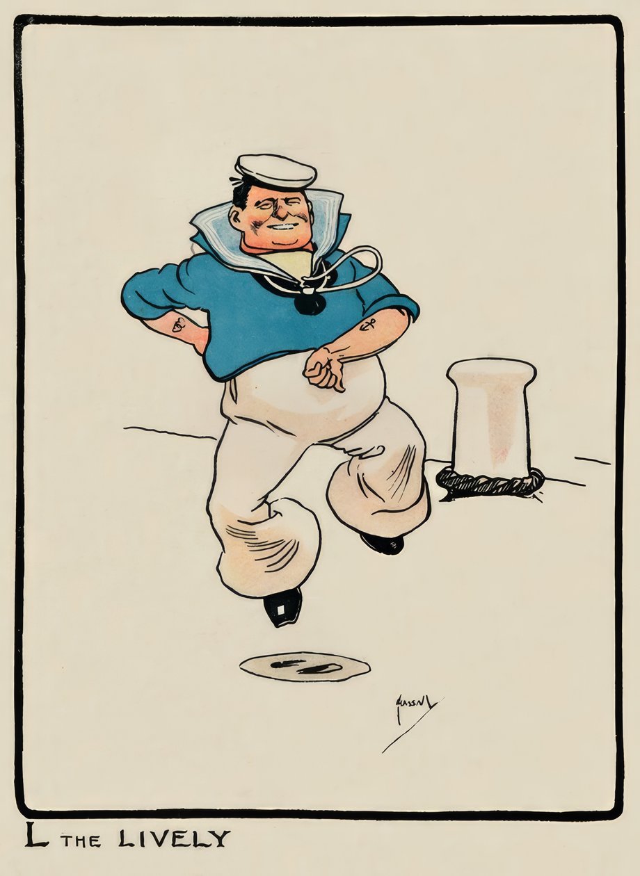 एल द लाइवली - जे। हसाल - ड्राइंग, 1903 द्वारा जॉन हसाल