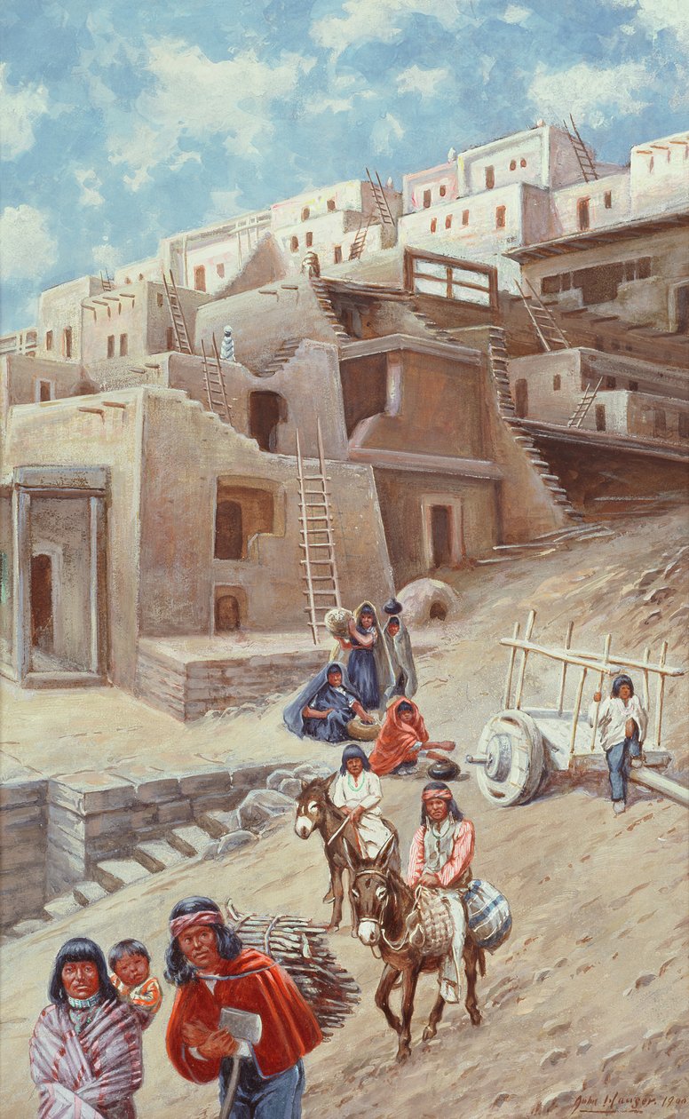 प्यूब्लो विलेज, 1900 द्वारा जॉन हौसेर