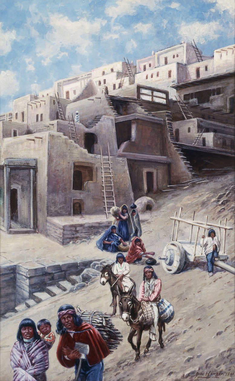 प्यूब्लो विलेज, 1900 द्वारा जॉन हौसेर