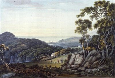 डार्गल टू ब्रे, ग्लेन ऑफ द डाउन्स, कंपनी विकलो, c.1822 (वाटरकलर) से देखें द्वारा जॉन हेनरी कैंपबेल