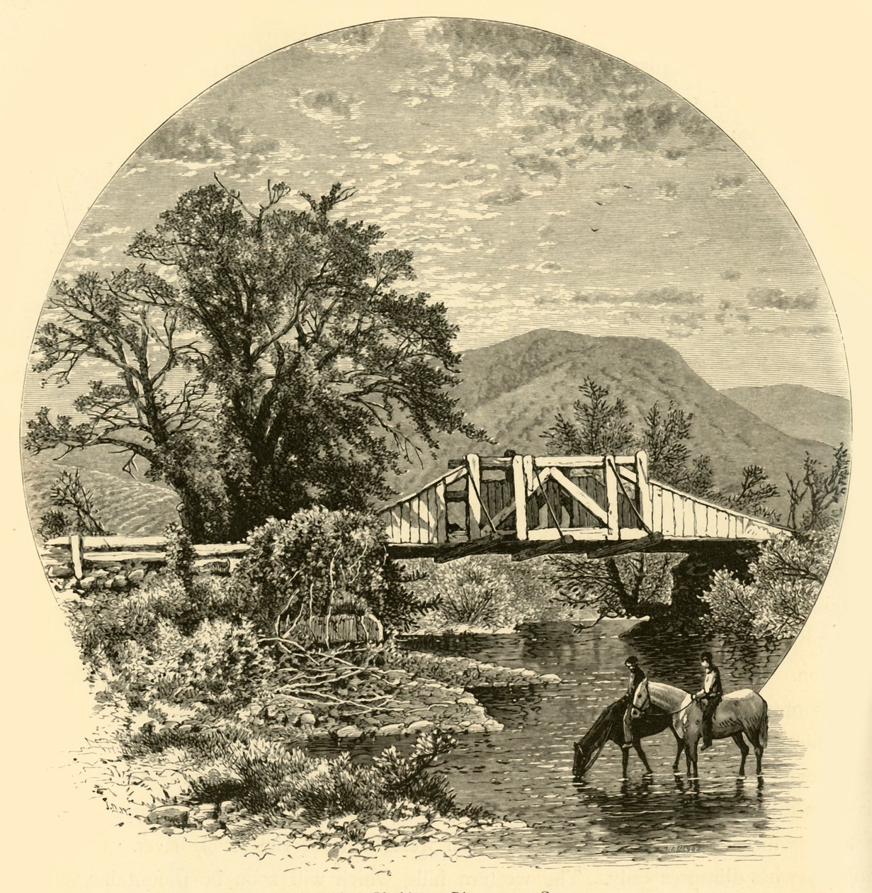 ओल्ड ब्रिज, ब्लैकबेरी नदी, कनान के पास, 1874। द्वारा जॉन जे. हार्ले