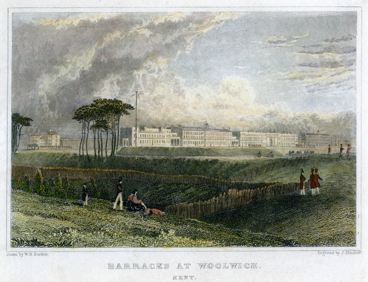 वूलविच, केंट में बैरक, c1830 द्वारा जॉन जेम्स हिंक्लिफ