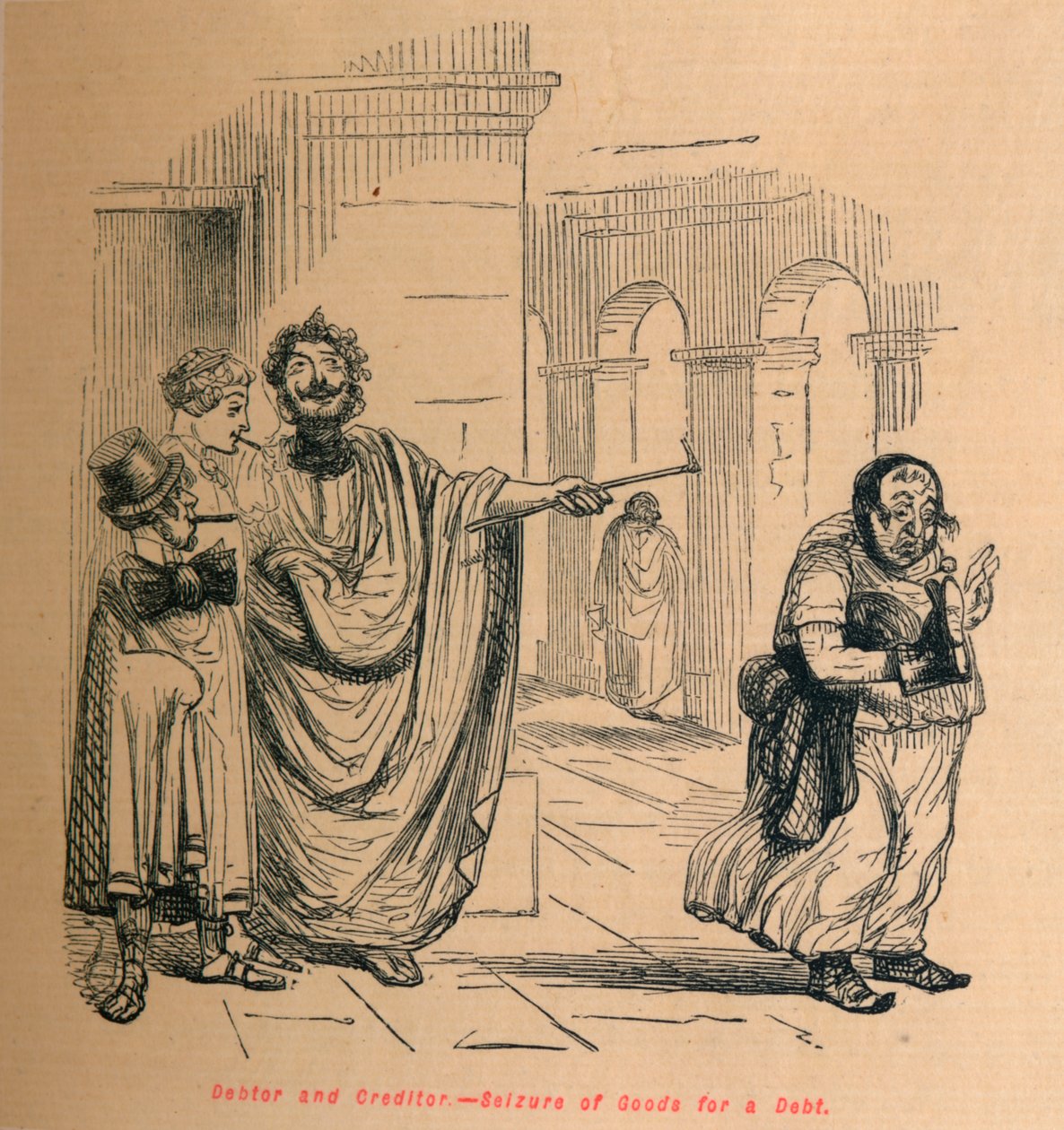 देनदार और लेनदार - एक ऋण के लिए माल की जब्ती, 1852 द्वारा जॉन लीचो