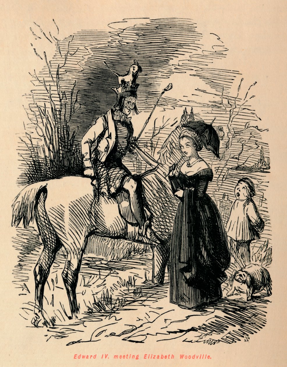 एडवर्ड चतुर्थ, मीटिंग एलिजाबेथ वुडविले, c1860, c1860। द्वारा जॉन लीचो