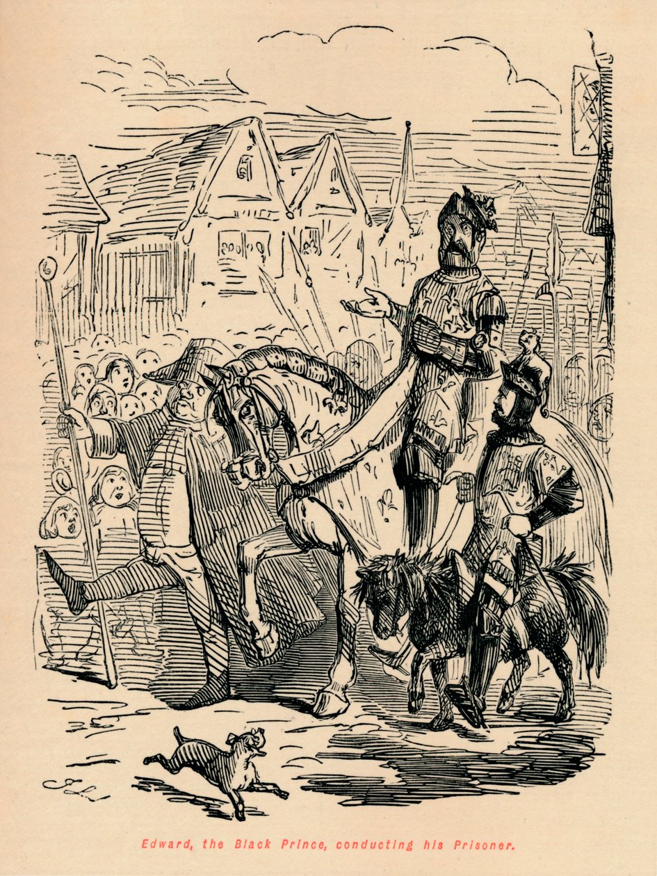 एडवर्ड द ब्लैक प्रिंस, अपने कैदी का संचालन करते हुए, c1860, c1860 द्वारा जॉन लीचो