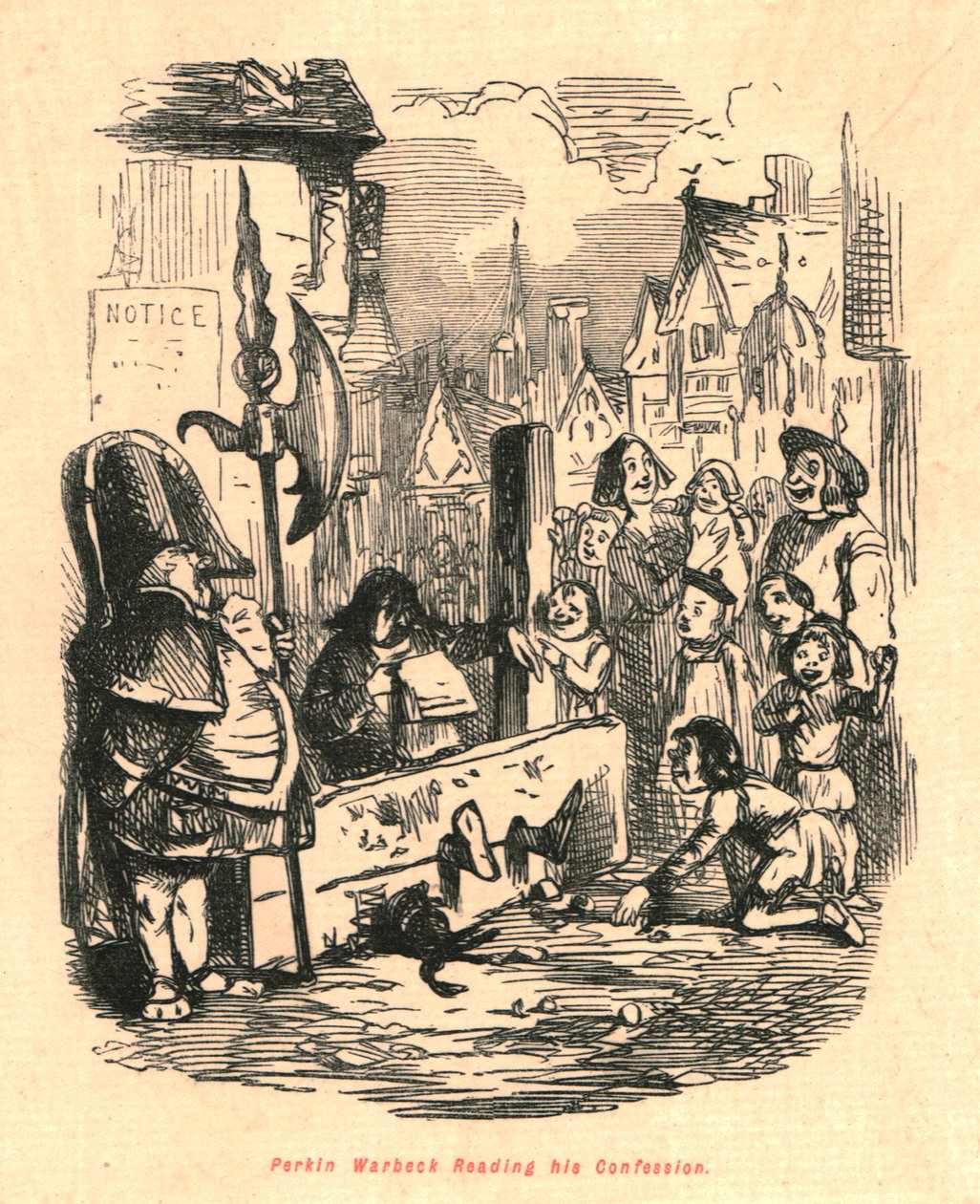 पर्किन वॉर्बेक अपने कन्फेशन, 1897 को पढ़ते हुए। द्वारा जॉन लीचो