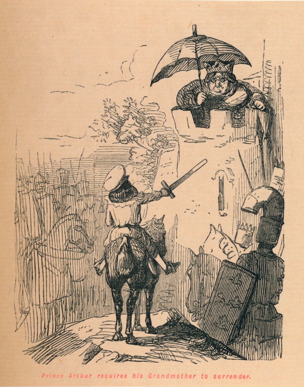 राजकुमार आर्थर को अपनी दादी को आत्मसमर्पण करने की आवश्यकता है, c1860, c1860 द्वारा जॉन लीचो
