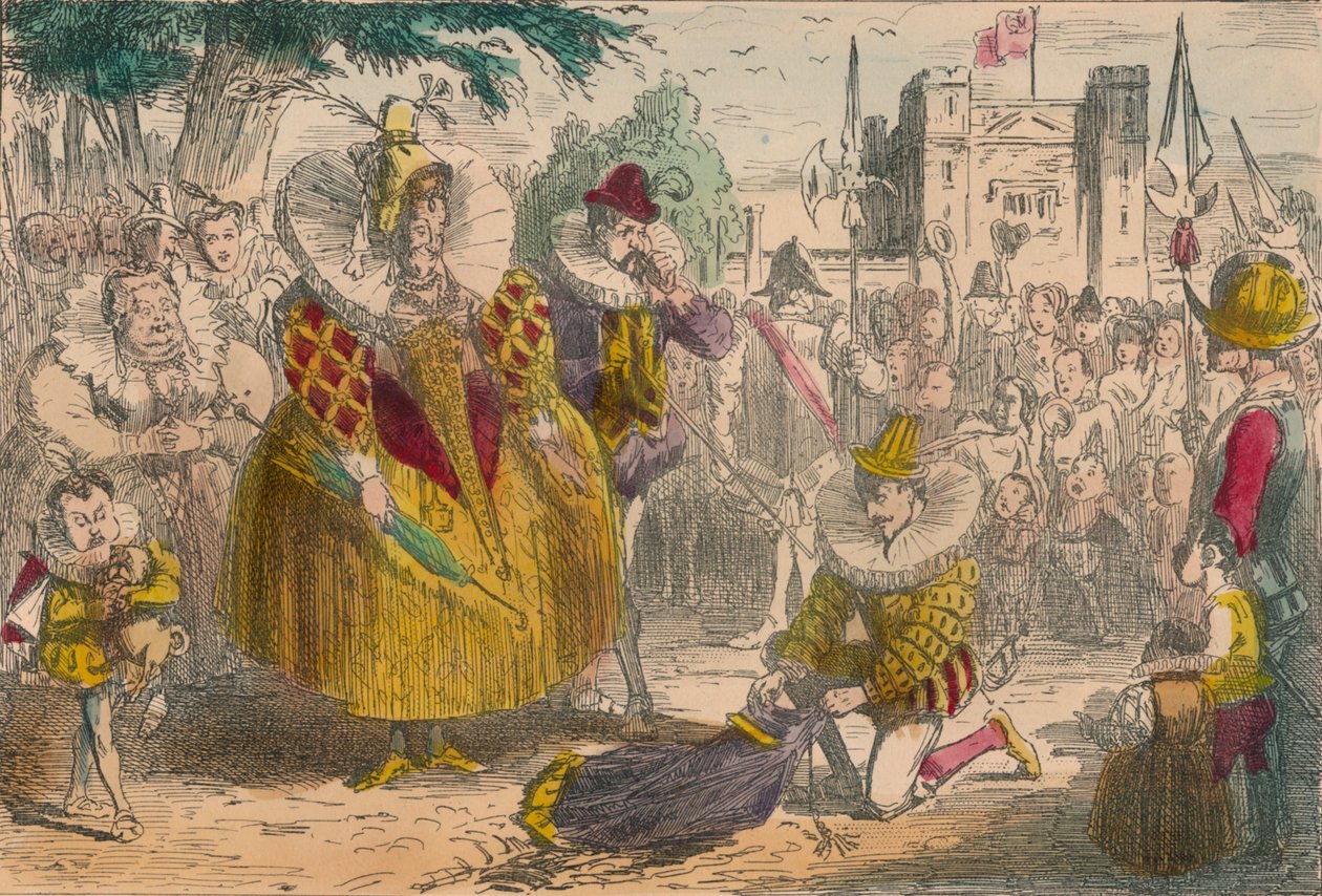 महारानी एलिजाबेथ और सर वाल्टर रैले, 1850 द्वारा जॉन लीचो