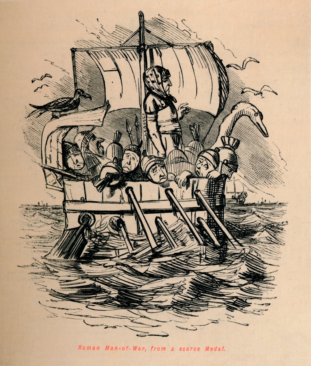रोमन मैन्स-ऑफ-वार, एक दुर्लभ पदक से, 1852 द्वारा जॉन लीचो