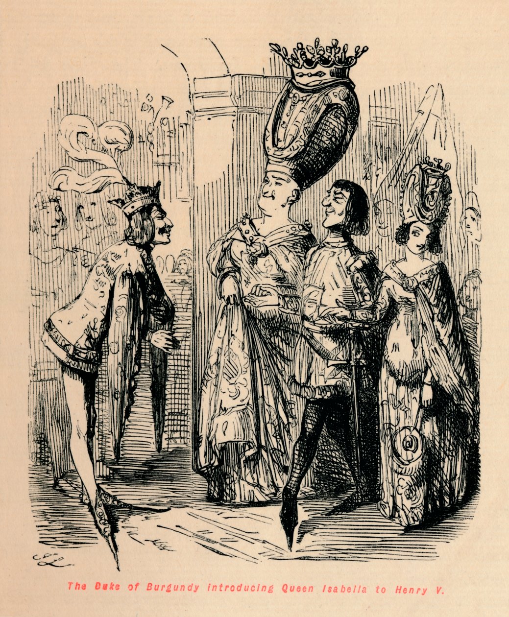 ड्यूक ऑफ बरगंडी ने रानी इसाबेला को हेनरी वी, सी 1860, सी 1860 से परिचित कराया द्वारा जॉन लीचो
