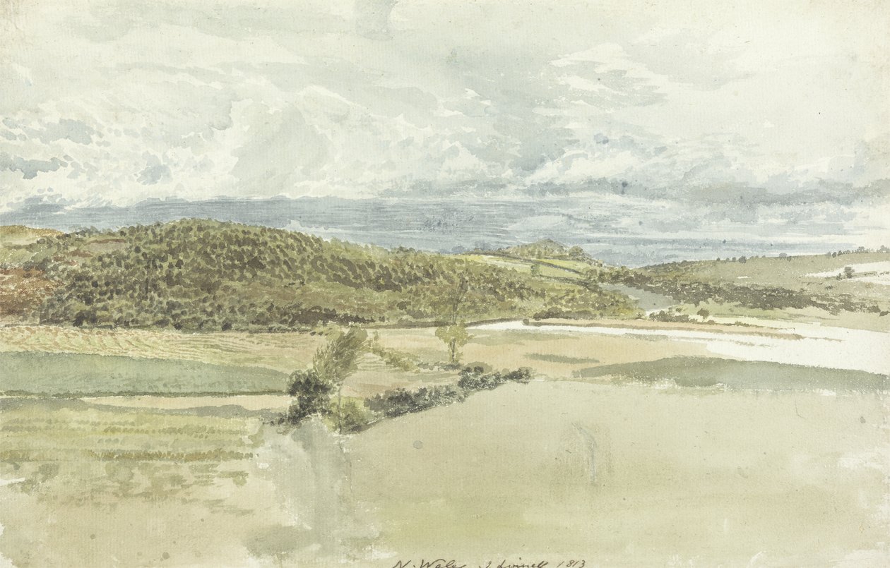 उत्तरी वेल्स में लैंडस्केप, 1813 (कागज पर ग्रेफाइट से अधिक) द्वारा जॉन लिननेल