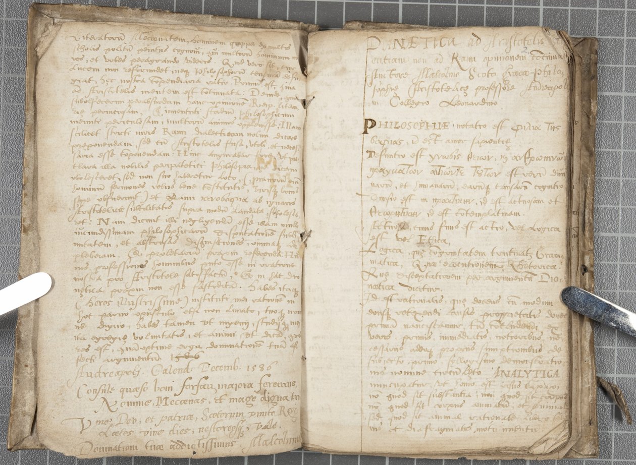 डायलेक्टिक पर व्याख्यान नोट्स, c.1584-86 (बाध्य मात्रा में कागज पर कलम और स्याही) द्वारा जॉन मैल्कम