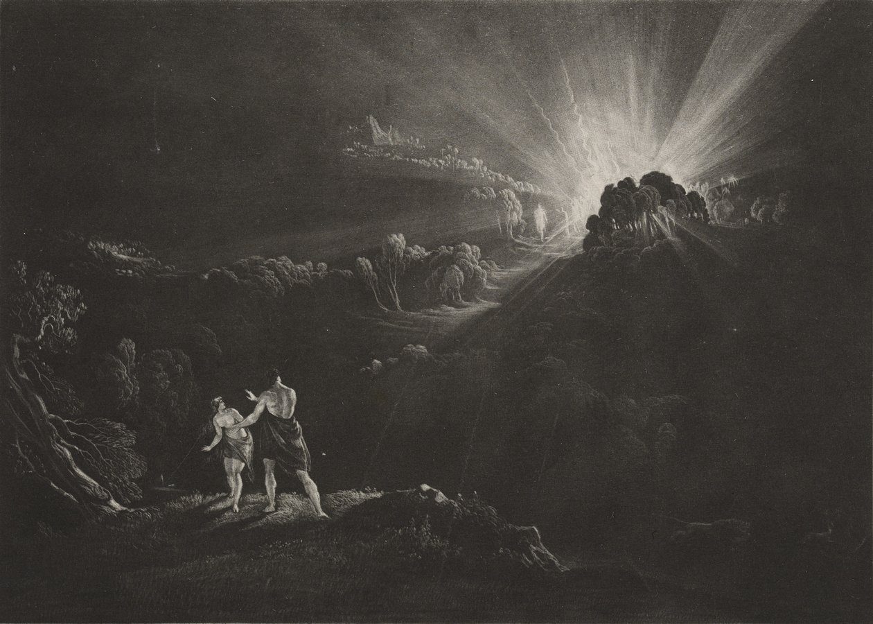 आर्केल माइकल का दृष्टिकोण, c.1827 (मेजोटोटिन) द्वारा जॉन मार्टिन