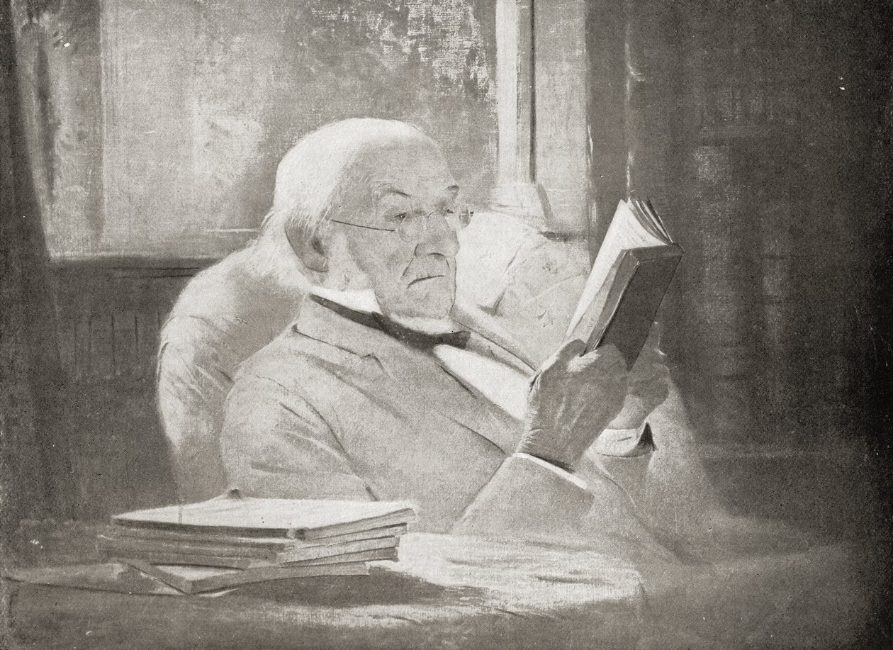 विलियम एवर्ट ग्लैडस्टोन (1809-98) बुढ़ापे में, लोर्ने के मार्किस द्वारा &39;वीआरआई हर लाइफ एंड एम्पायर&39; से दृष्टांत द्वारा जॉन मैकलुर हैमिल्टन