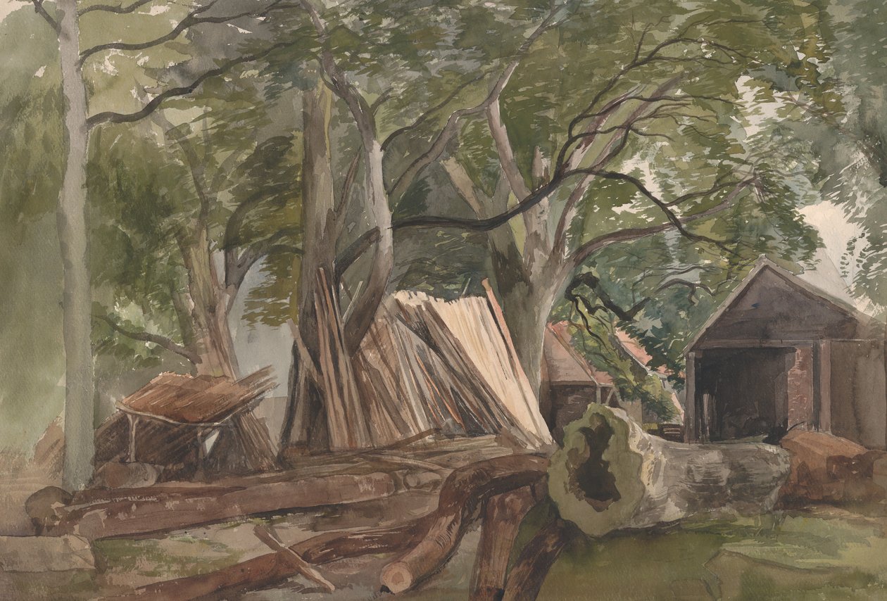 लंबर मिल, 1847 के साथ समाशोधन। द्वारा जॉन मिडलटन