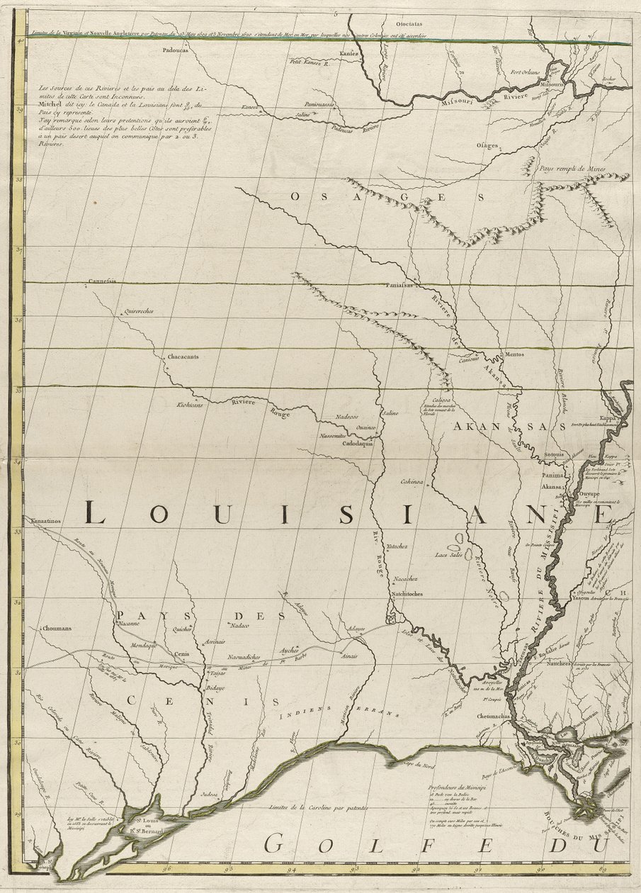 अमेरिका में ब्रिटिश और फ्रांसीसी प्रभुत्व का एक नक्शा, 1756 (कागज पर रूपरेखा रंग के साथ उत्कीर्णन) द्वारा जॉन मिशेल