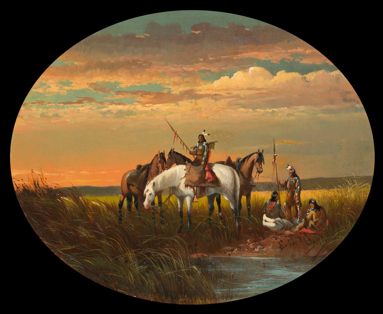 स्मोक के लिए प्रेयरी पर एक हॉल्ट, c.1870 द्वारा जॉन मिक्स स्टेनली