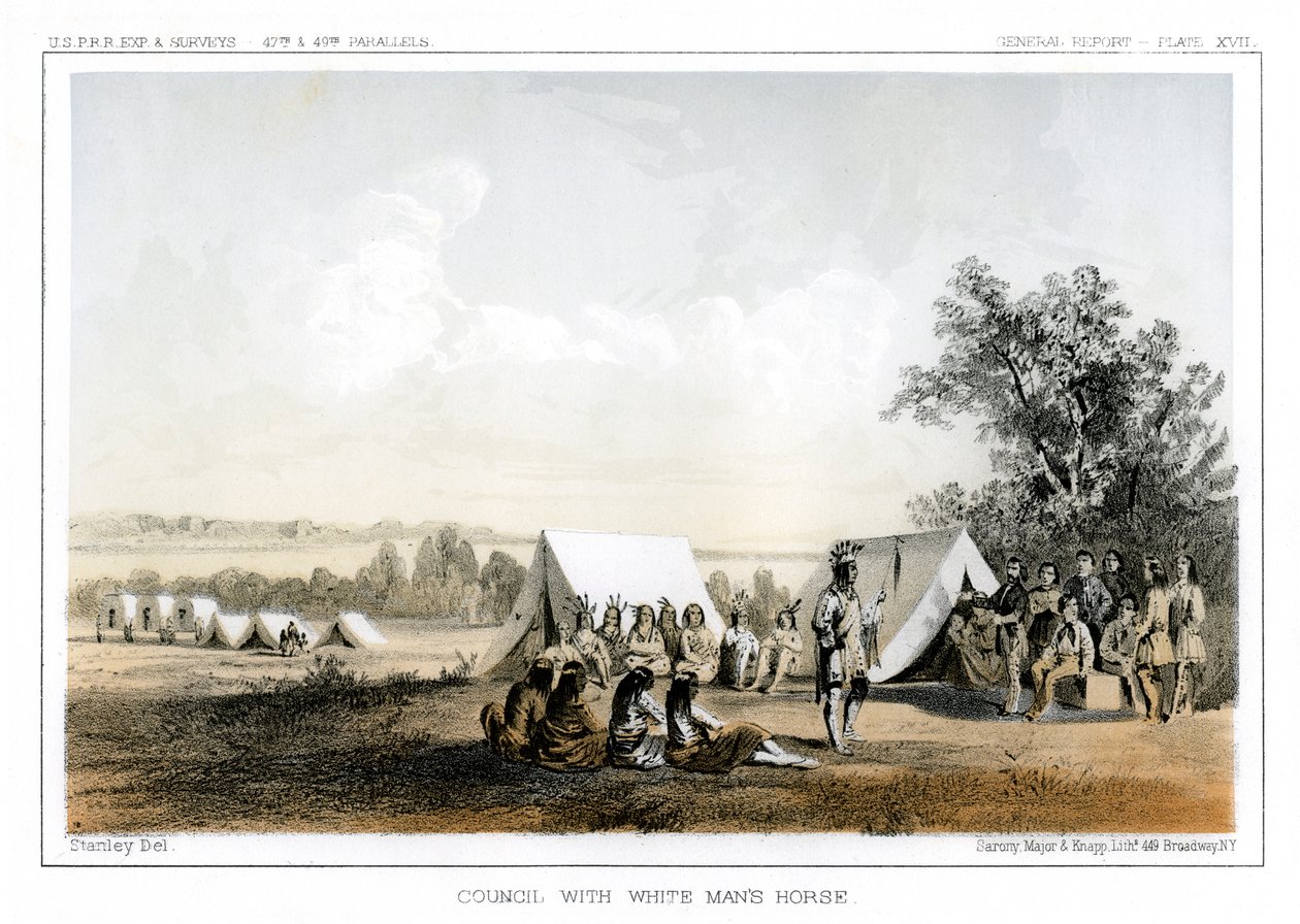 व्हाइट मैन्स हॉर्स, 1856 के साथ परिषद। द्वारा जॉन मिक्स स्टेनली