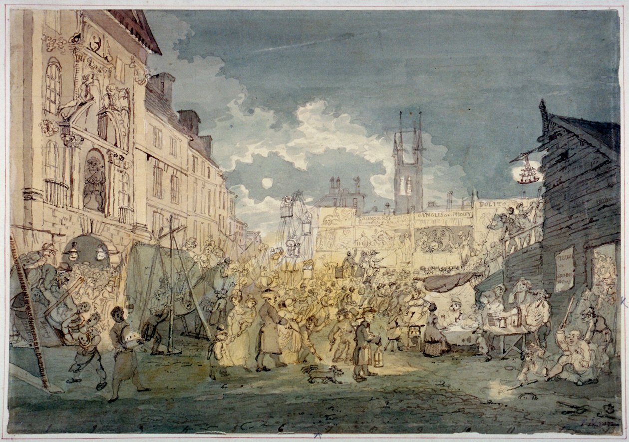 बार्थोलोम्यू फेयर, वेस्ट स्मिथफील्ड, लंदन शहर, 1813। द्वारा जॉन निक्सन