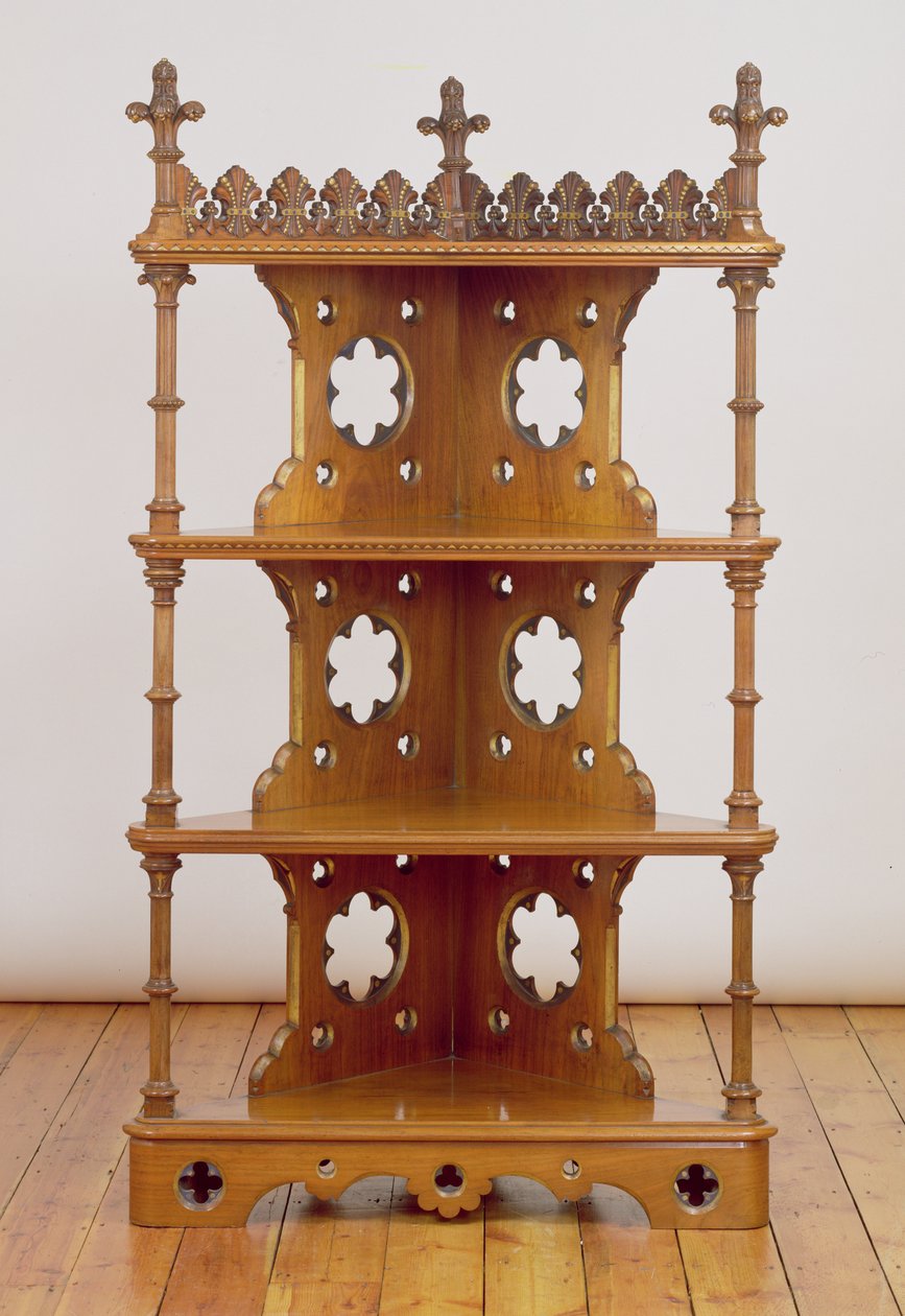 नक्काशीदार और सोने का पानी चढ़ा गॉथिक कॉर्नर व्हाट्स-नॉट, c.1860 (अखरोट की लकड़ी) द्वारा जॉन पोलार्ड सेड्डन