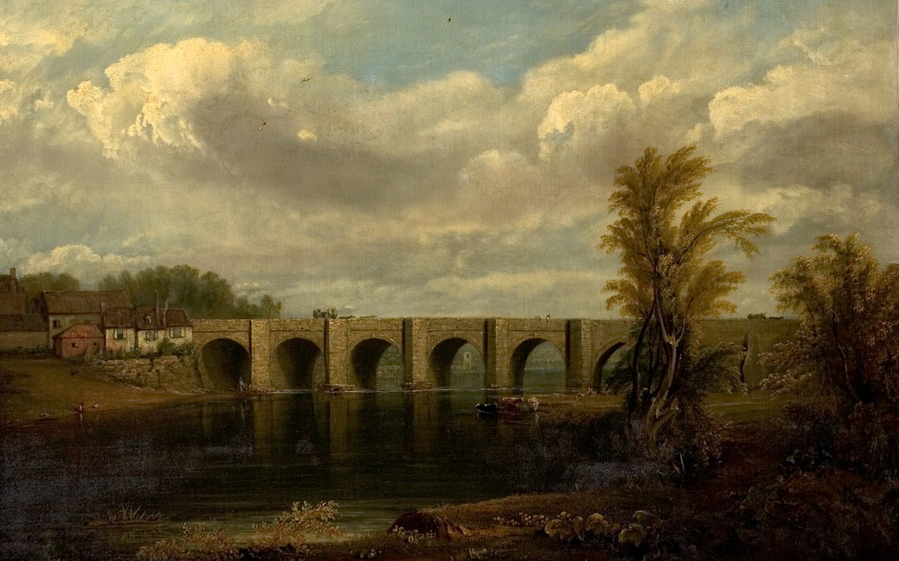 ओल्ड ट्रेंट ब्रिज, नॉटिंघम, 1825 द्वारा जॉन रॉसन वॉकर