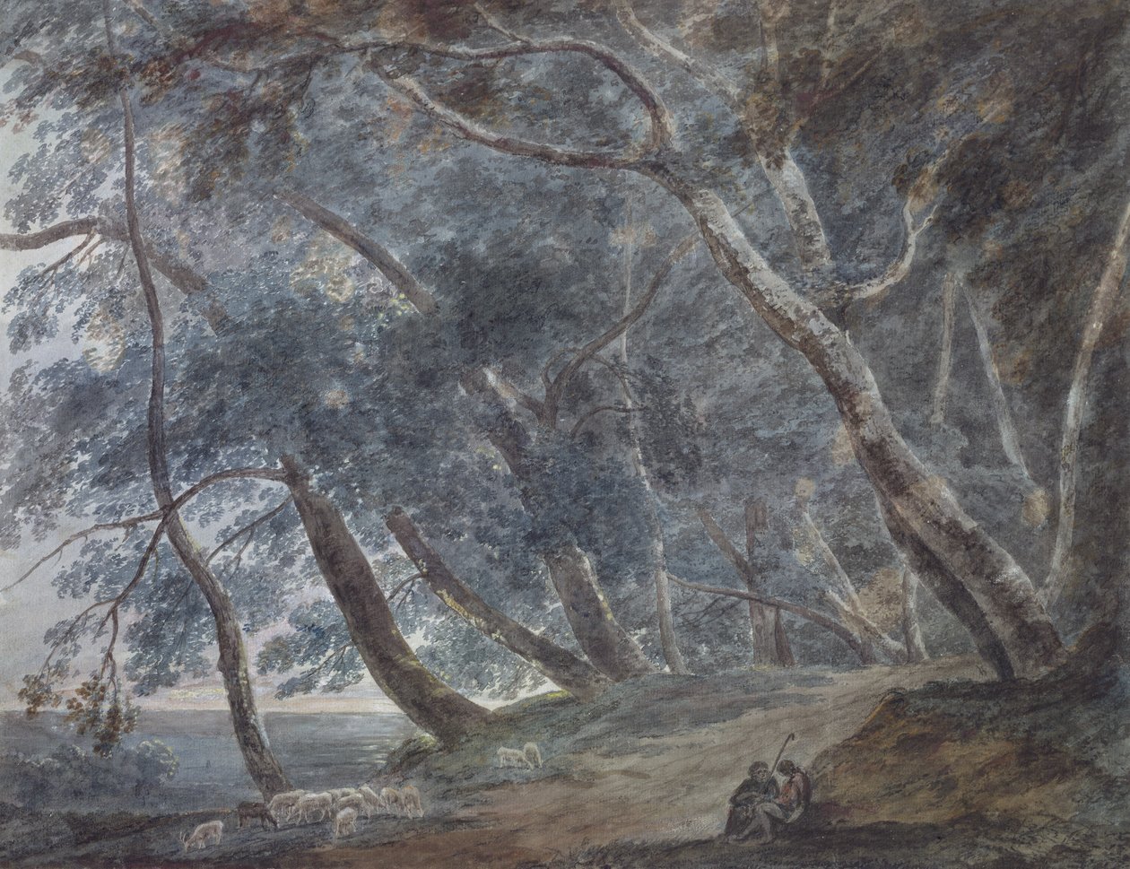 गैलेरिया डि सोपरा, लेक एल्बानो, सी .1780-89 (जल रंग) द्वारा जॉन रॉबर्ट कोज़ेंस