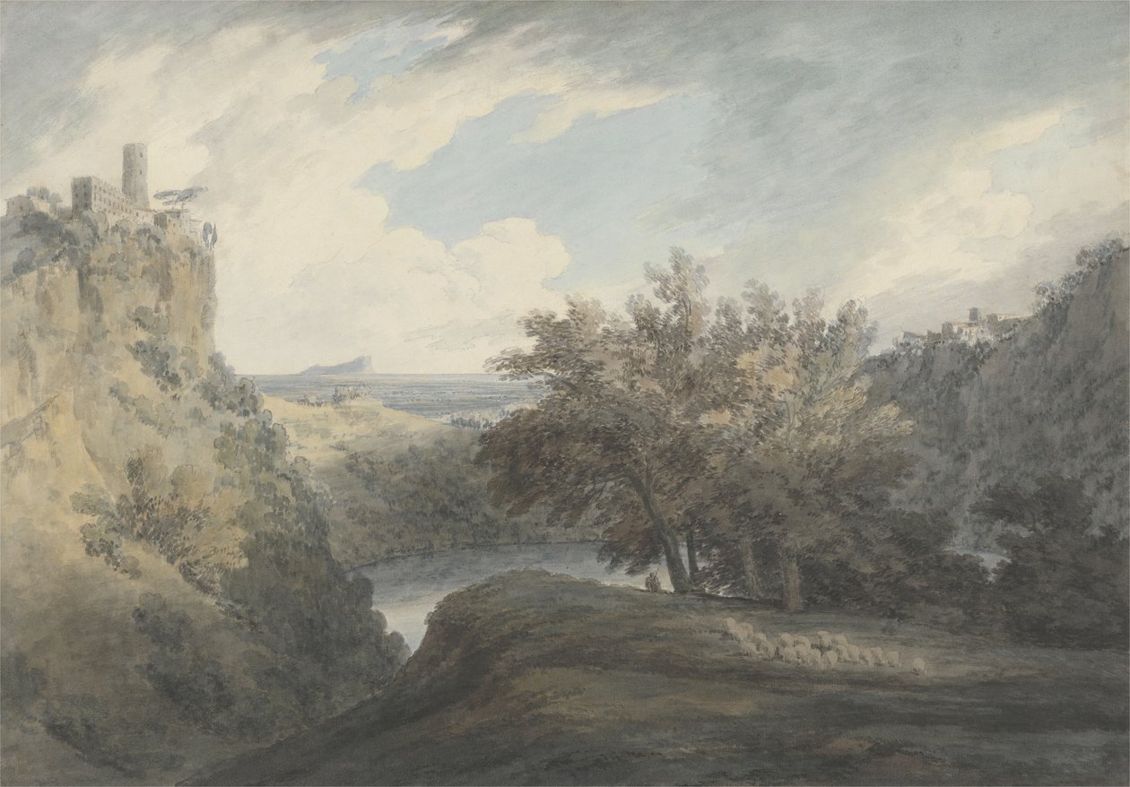 नेमी की झील, c.1783-85 (वेव पेपर पर ग्रेफाइट और वाटर कलर) द्वारा जॉन रॉबर्ट कोज़ेंस