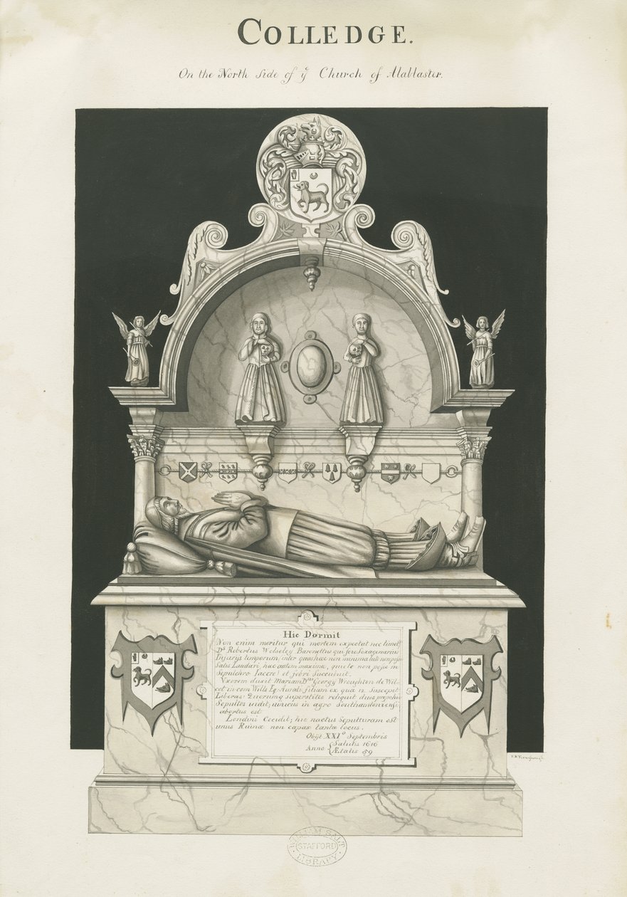 Colwich - रॉबर्ट वॉल्स्ले का मकबरा: सीपिया ड्राइंग, एनडी [सी 1837] द्वारा जॉन रॉबर्ट फर्नीफ