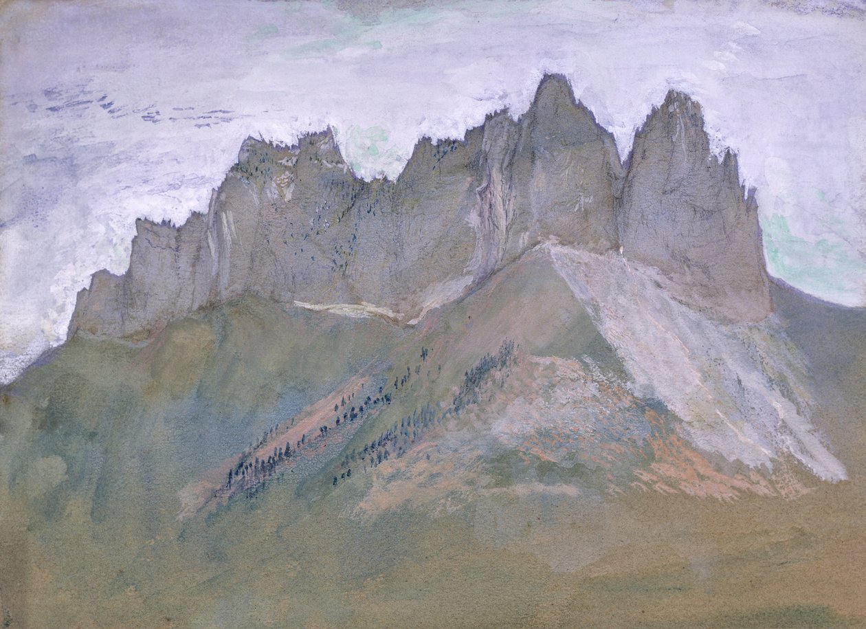 लैनफॉन रॉक्स, लेक एनेसी, c.1860 (कागज पर gouache और wc) द्वारा जॉन रस्किन