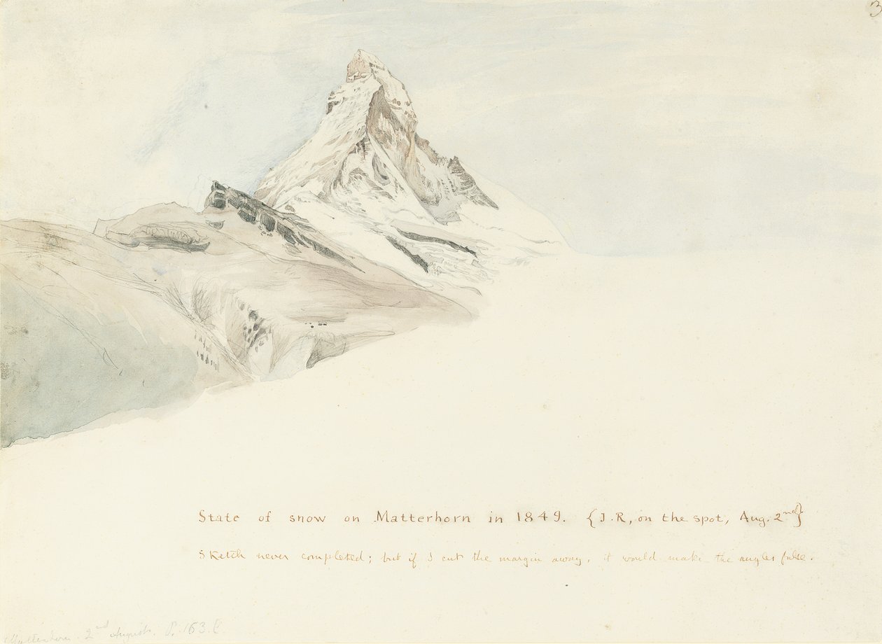 द मैटरहॉर्न, स्विट्जरलैंड, पूर्वोत्तर से, 1849 द्वारा जॉन रस्किन