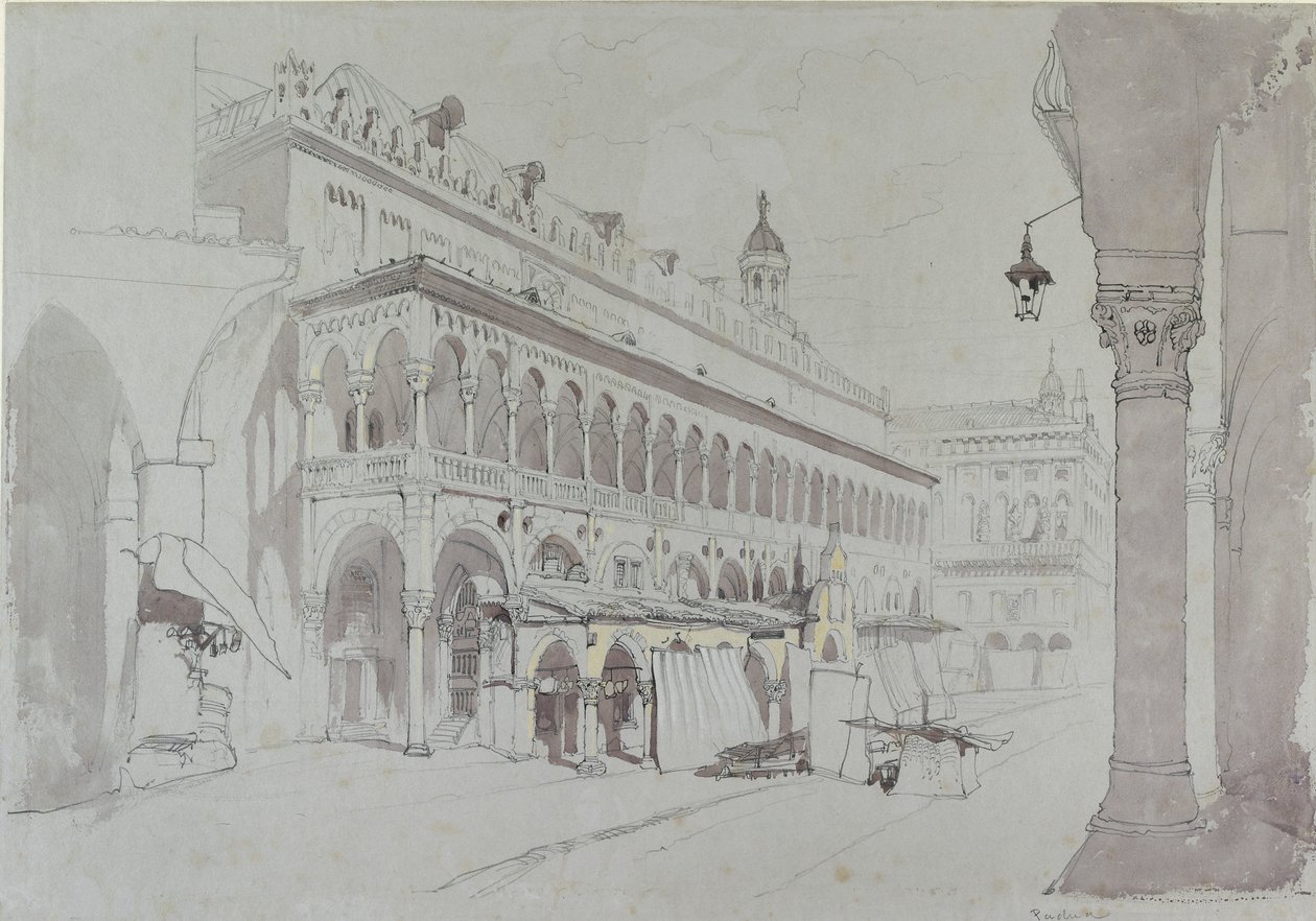पलाज़ो डेला रागियोन और पियाज़ा डेल्ले एर्बे, पडुआ, मई 1841 द्वारा जॉन रस्किन