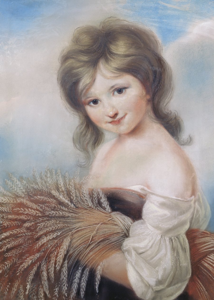हार्वेस्ट गर्ल, c.1780 (पेस्टल) द्वारा जॉन रसेल