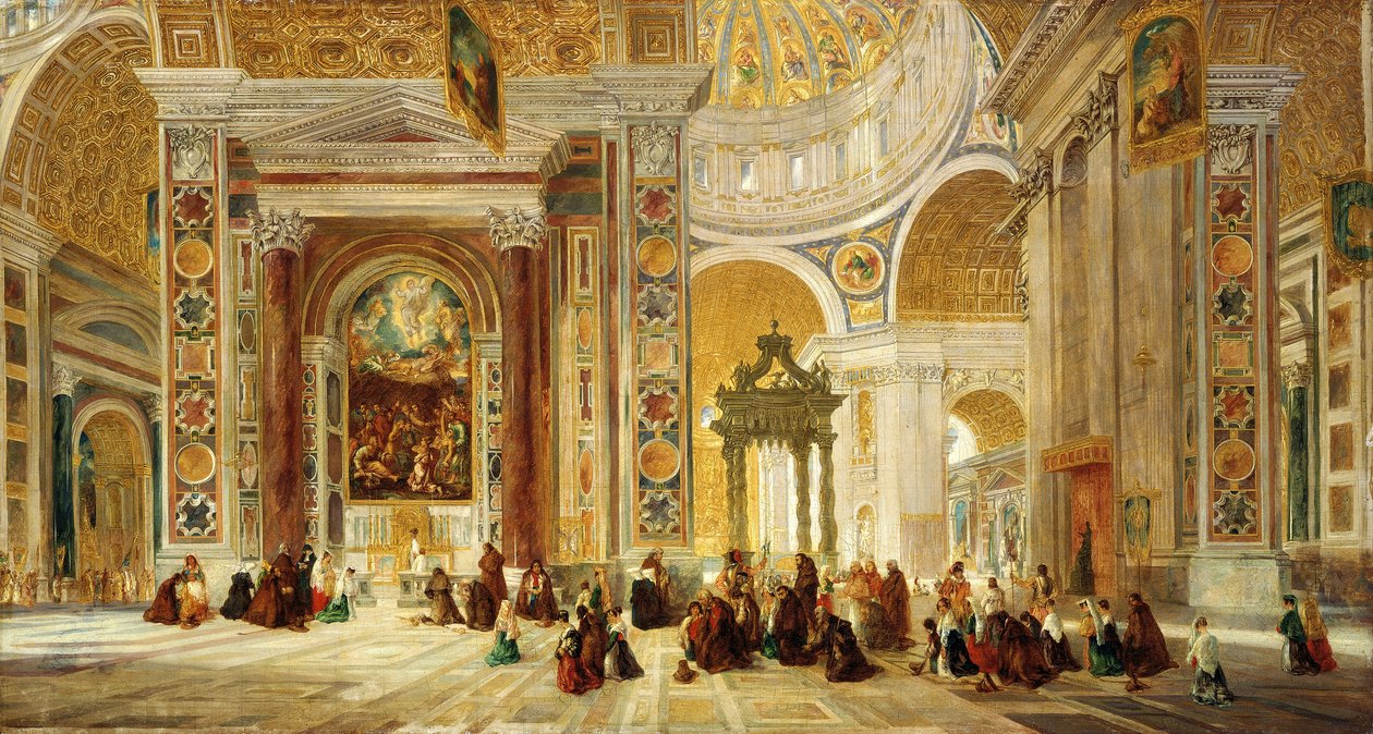'इंटीरियर ऑफ सेंट पीटर्स, रोम', 1824-1885' द्वारा जॉन स्कारलेट डेविस