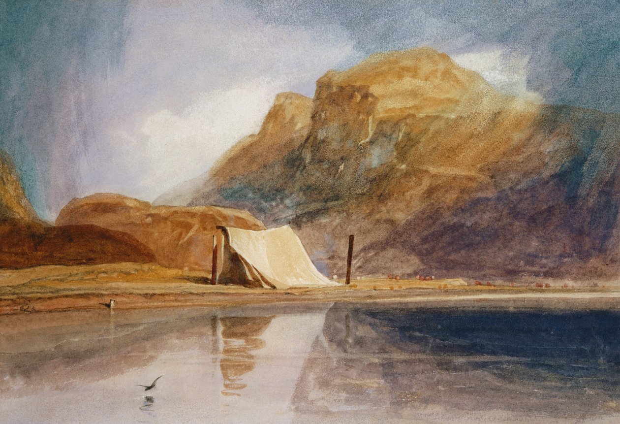 टेंट के साथ एक पहाड़ी झील किनारे पर द्वारा जॉन बेच Cotman