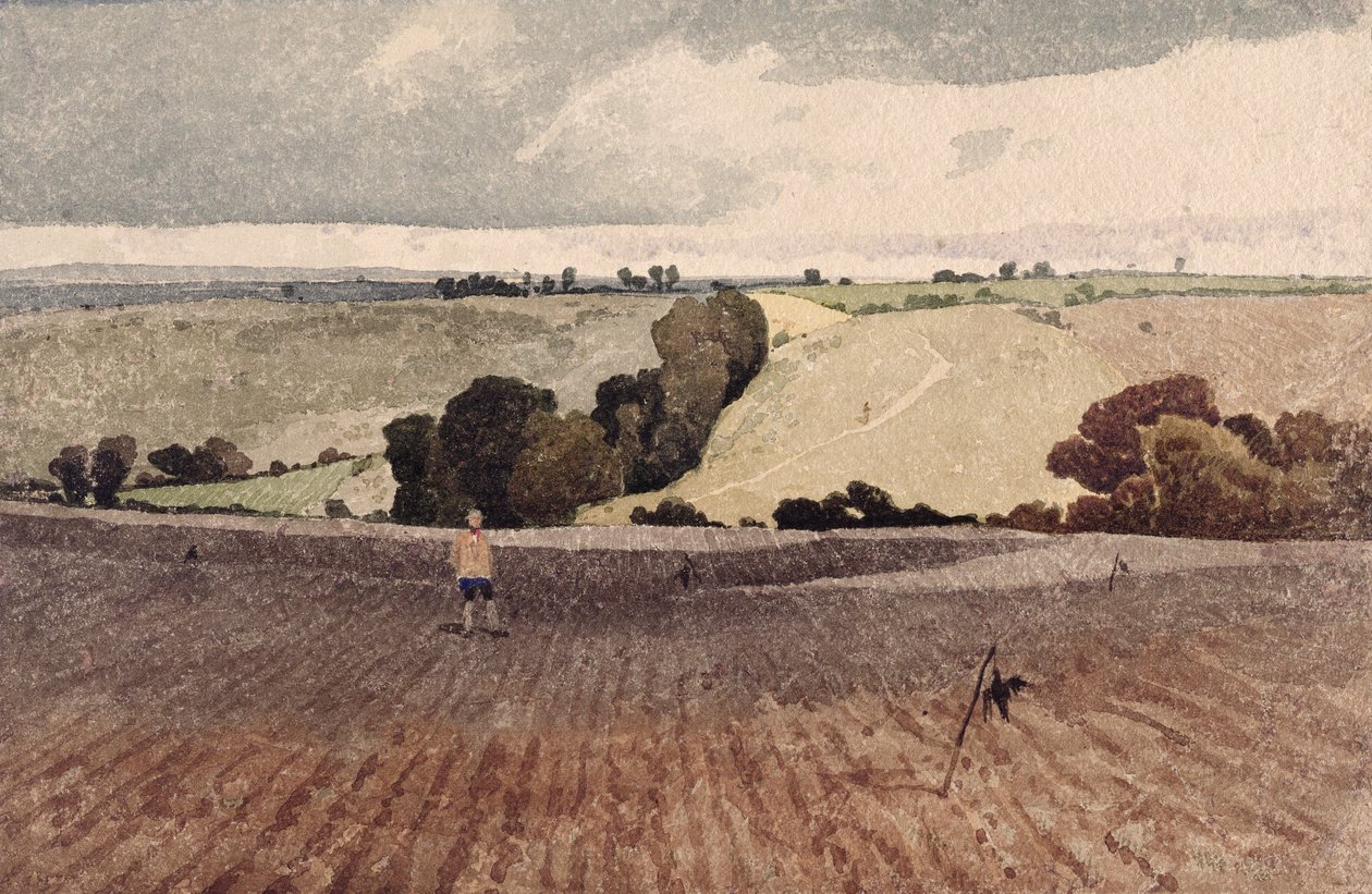 एक हल का मैदान, c.1808 (कागज पर पेंसिल और पानी के रंग का) द्वारा जॉन बेच Cotman