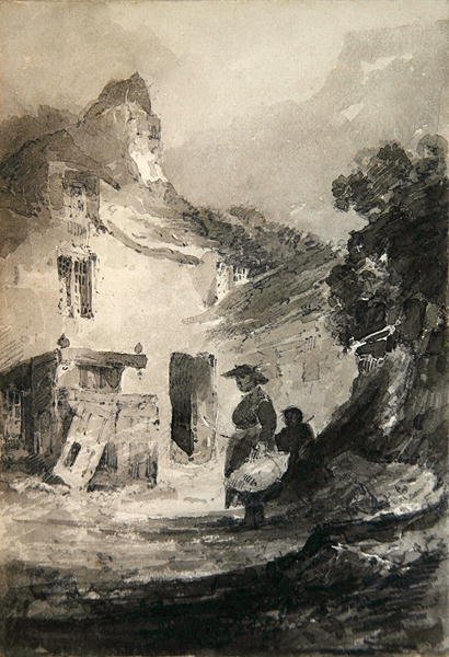 डोलगेली में एक पुराना कॉटेज (कागज पर पेंसिल और ग्रे वॉश) द्वारा जॉन बेच Cotman