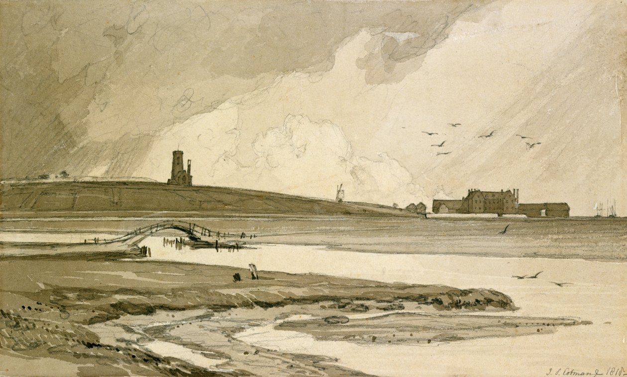 ब्लेंसी चर्च और विवेटन हॉल, 1818 द्वारा जॉन बेच Cotman
