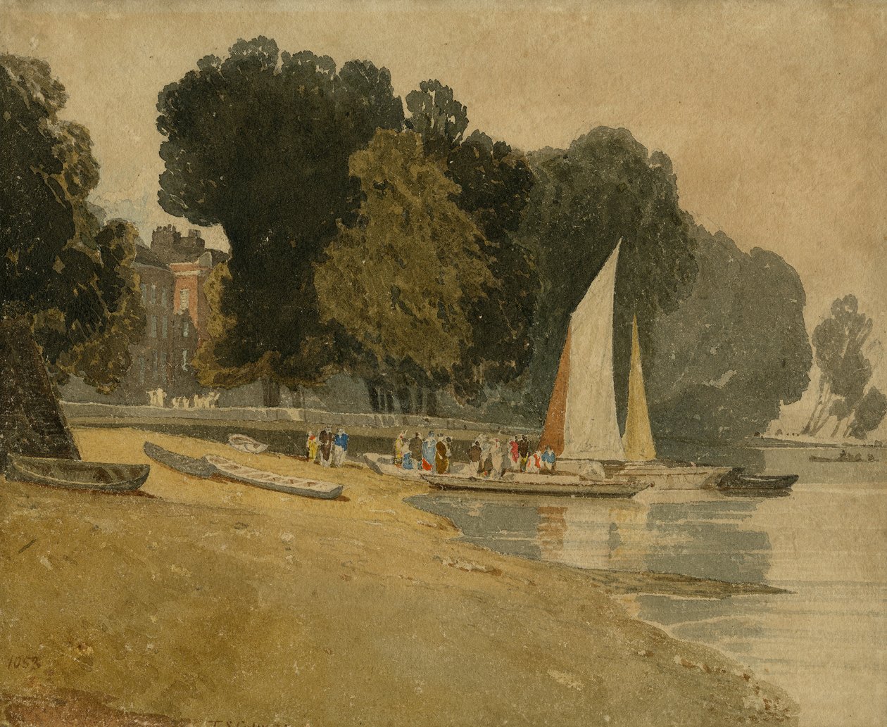 चीने वॉक, लंदन, c.1809-10 (कागज पर wc) द्वारा जॉन बेच Cotman