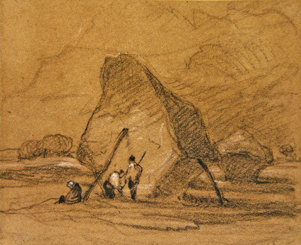 हेस्टैक्स (कागज पर सफेद के साथ ऊंचा काला चाक) द्वारा जॉन बेच Cotman