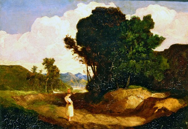 चित्र के साथ लैंडस्केप (पैनल पर तेल) द्वारा जॉन बेच Cotman